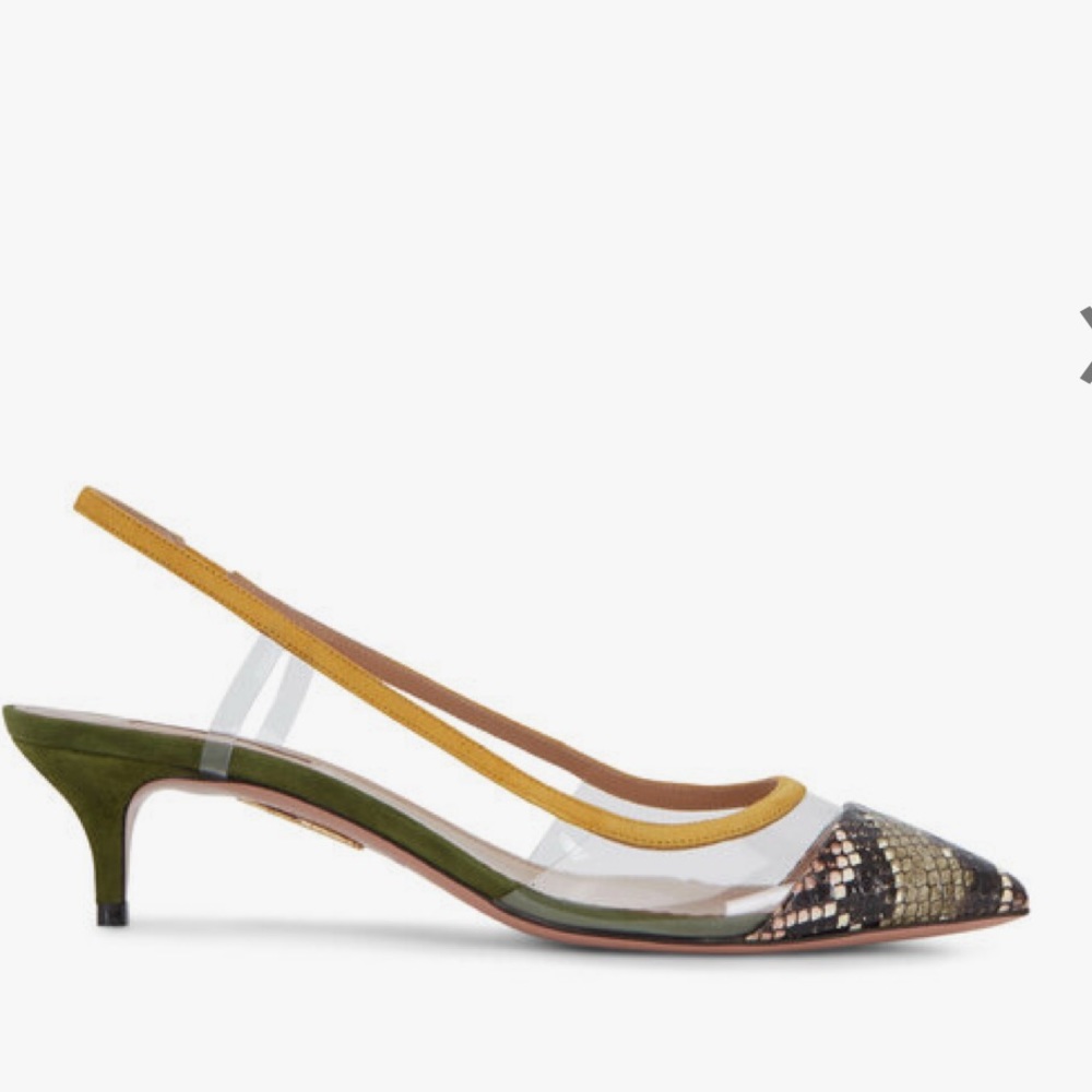 AQUAZZURA
Temptation Snakeskin & Green Suede
Slingback